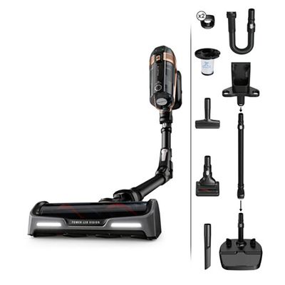 Aspirator vertical Rowenta X-Force Flex15.60 RH99F1WO,520W, Tehnologie flex, display control, accesorii animal care, stație încărcare, recipient praf 0.9L, autonomie max 1h și 20min, negru&maro