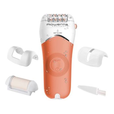 Epilator Rowenta Aqua Soft EP4920F0, 40 min autonomie, Wet&Dry, 4 accesorii, Skin Respect technology, bilele pentru masaj, corai