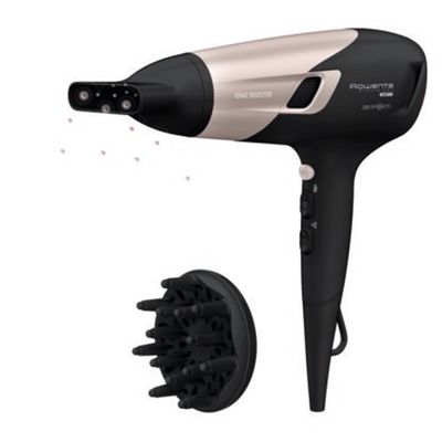 Uscător de păr Rowenta Studio Dry Glow CV5831F0, 2300W, 6 trepte de viteza si temperatura, tehnologie Thermo control, difuzor pentru volum, negru&roz