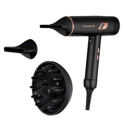 Uscător de păr Rowenta Ultimate Experience Maestria CV9920F0, 2000W, 3 trepte de temperatura, set complet de accesorii, jet de aer rece constant, negru&maro
