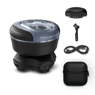Aparat de ras pentru cap Rowenta Head Shaver TN3110E0, invelis din titan, pana la 80 min autonomie, precizie de 0.1 mm, 7300 rpm, tehnologie Wet & Dry, husa inclusa, negru & albastru
