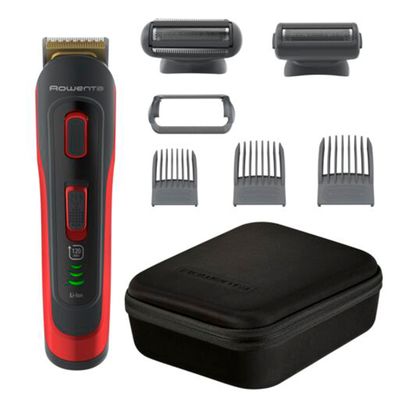 Aparatul de tuns multifuncțional Rowenta TN9400F4 Selectium 8 în 1, Skin-Comfort, Wet & Dry,  precizie de 1 mm, 3 piepteni ajustabili, negru&roșu