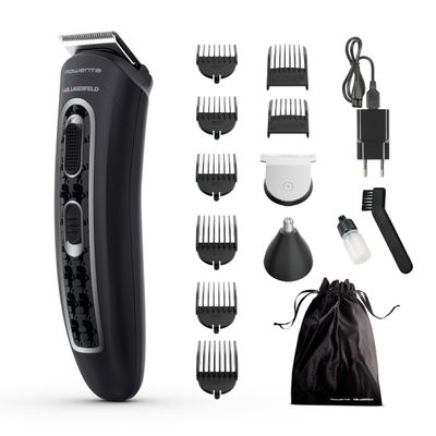 Aparat de tuns multifunctional Rowenta x Karl Lagerfeld Trim & Style 12 in 1 TN911LF0, Tehnologia Wet & Dry, autonomie pana la 120 minute 