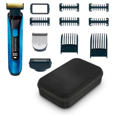 Aparatul hibrid de tuns, conturat și ras Rowenta Forever Sharp Ultimate TN6200F4, autonomie 120 min, wet&dry, 7 piepteni, albastru