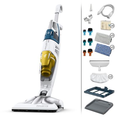 Aspirator cu abur Rowenta RY8561WH Clean & Steam Multi, 1700 W, autonomie abur 30 min, recipient praf 0.5 L, recipient apa 0.4L, Alb/Albastru