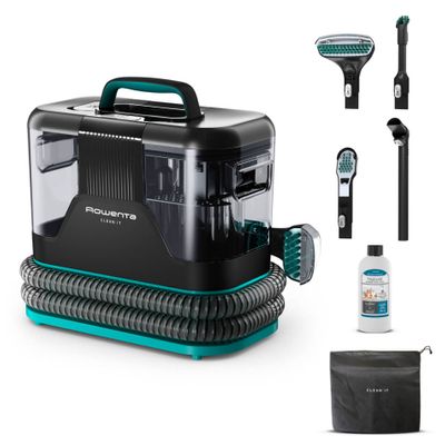 Aspirator tapiterie Rowenta Clean IT IN5020F0, 750W, rezervor apa & detergent 2.3L, rezervor apa murdara 1.5L, perii 8/15 cm, accesoriu spatii inguste & incaltaminte, auto clean, detergent inclus, negru