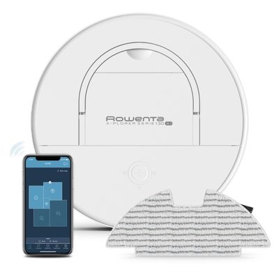 Aspirator robot Rowenta X-Plorer S130 AI RR9067WH,  8 cm grosime, cartografiere permanenta, Tehnologia Smart Exploration, autonomie 120 min, Alb