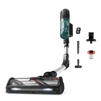 Aspirator vertical Rowenta X-Force Flex 13.60 RH9A32WO, 380W, autonomie 60 min, perie cu LED, panou Smart Control Display, filtrare 99,9%, recipient praf 0.65L, argintiu & verde