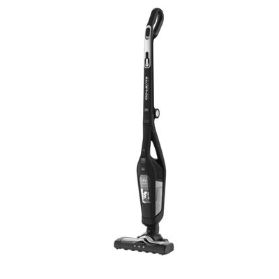 Aspirator vertical Rowenta 2 în 1 Dual Force RH6735WH, autonomie max 45 min, reîncărcare 5 ore, iluminare cu led, pliabil, recipient 0.6L, filtru spumă, negru