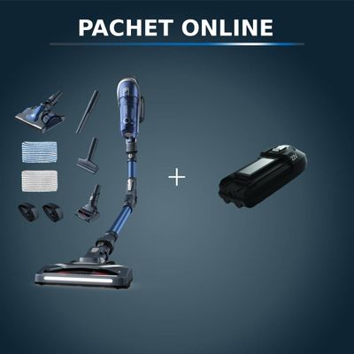 Pachet PROMO Aspirator vertical Rowenta X-Force Flex 8.60 Aqua RH9690WO & Baterie Rowenta ZR009700, 22V, Lithium-ion
