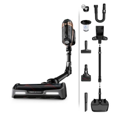 Aspirator vertical Rowenta X-Force Flex15.60 RH99F1WO,520W, Tehnologie flex, display control, accesorii animal care, stație încărcare, recipient praf 0.9L, autonomie max 1h și 20min, negru&maro