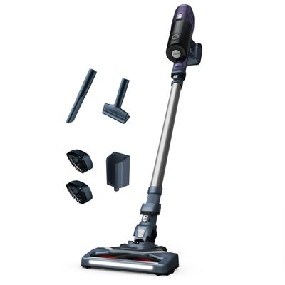 Aspirator vertical Rowenta X-Pert 6.60 Essential RH6837WO,100 W, 0.55 L, 45 min, Cap de aspirare cu iluminare LED, 2 trepte putere, Functie BOOST, Violet/Gri