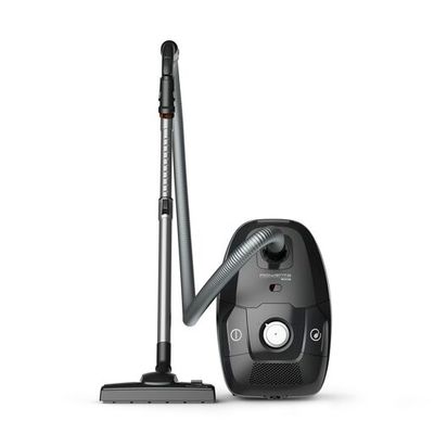 Aspirator cu sac Rowenta Green Force Max Silence RO6136EA, 750 W, 70% plastic reciclat, 3 niveluri de filtrare, sac Hygiene+, Negru/argintiu 