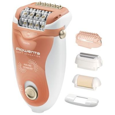 Epilator Rowenta Soft Sensation EP5720, 2 viteze, 24 pensete, Cap pivotant, Alb/Orange