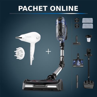 Pachet PROMO Aspirator vertical fara fir Rowenta X-Force Flex 14.6 Aqua RH99C3WO si Uscator de par ROWENTA Volumizer CV6130F0 Pachet PROMO Aspirator vertical fara fir Rowenta X-Force Flex 14.6 Aqua RH99C3WO si Uscator de par ROWENTA Volumizer CV6130F0