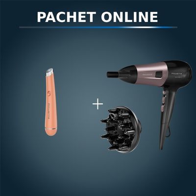 Pachet PROMO Aparat de masaj anti-oboseala pentru ochi Rowenta My Beauty Routine LV2010F0 si Uscator de par Rowenta PowerLine CV5940F0