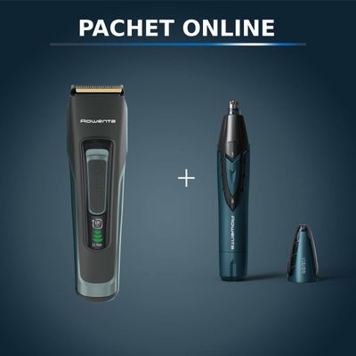 Pachet PROMO Aparat de tuns parul si barba Rowenta Advancer TN5224E0 & Trimmer pentru nas & urechi Rowenta Vision TN3011F0