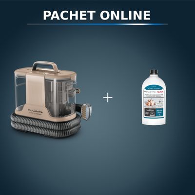 Pachet PROMO Aspirator tapiterie Rowenta Clean IT Compact IN3010F0 & Detergent pentru aspirator cu spalare Rowenta XD5320F0 pentru textile