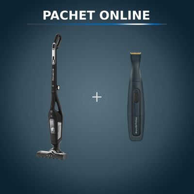 Pachet PROMO Aspirator vertical 2 în 1 Rowenta Dual Force RH6735WH & Aparat de tuns barba Rowenta Nomad TN3651F0