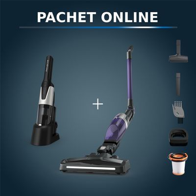 Pachet PROMO Aspirator vertical Rowenta X-TREM Compact 2 in 1 RH1238WO & Aspirator de mână Rowenta X-Touch AC9736WO