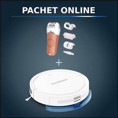 Pachet PROMO Aspirator robot Rowenta X-Plorer Serie 50 RR7387WH si Epilator Rowenta Aqua Soft EP4920F0