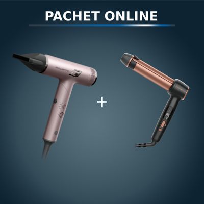Pachet PROMO Uscator de par pliabil Rowenta Nano HY8530E0 & Ondulator de par Rowenta Twist Curl CF4620E0