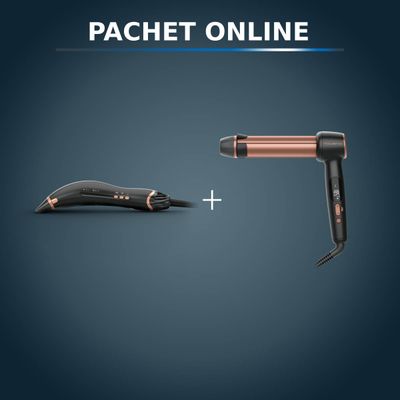 Pachet PROMO Uscător de păr Rowenta Ultimate Experience Air Motion CF8C20E0 & Ondulator de păr Rowenta Twist Curl CF4620E0
