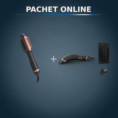 Pachet PROMO Uscător de păr și perie cu aer cald Rowenta Reverso 2 în 1 CF9840F0 & Uscător de păr Rowenta Ultimate Experience Air Motion CF8C20E0