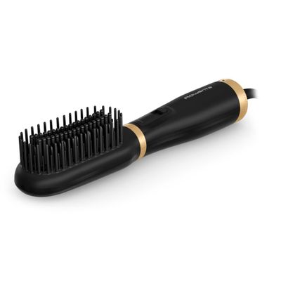 Perie de uscat si indreptat parul cu aer cald 2 in 1 Rowenta Powerstraight Air UB5920F0, 500W, 3 trepte de caldura/aer, invelis ceramic, generare ioni, negru & auriu