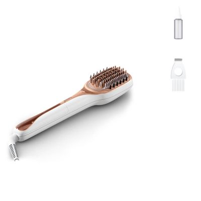 Perie reparatoare cu abur Rowenta Hair Therapist™ CF9920F0, 165 W, tehnologie Thermal Care, invelis Keratin, oprire automata, afisaj LED, alb