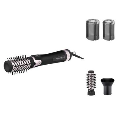 Perie rotativa ROWENTA Brush Activ' Dry & Style CF9550F0, 1000 W, generator de ioni, jet de aer rece, inel de agatare, negru