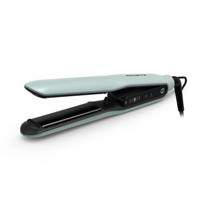 Placa de indreptat parul Rowenta ThermoGlide SF5120E0, 5 trepte de temperatura, oprire automata, placi flotante, incalzire in 30s, verde & negru