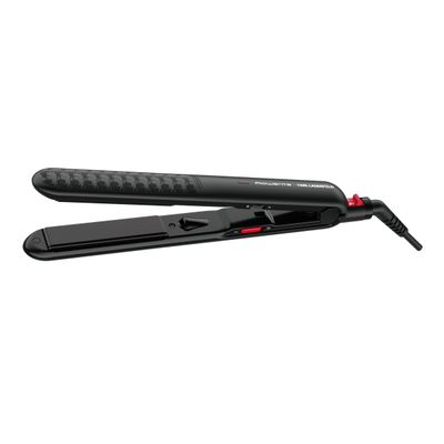 Placă de păr Rowenta Karl Lagerfeld Optiliss SF321LF0, Keratin & Glow, plăci flotante, încălzire rapidă, 230 grade, negru