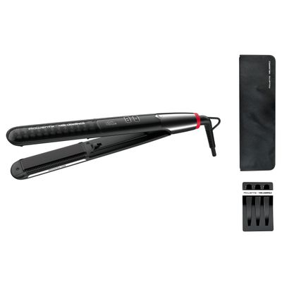 Placă de păr Rowenta Karl Lagerfeld Pro Stylist SF467LF0, invelis ceramic, temperatură variabilă, ecran LCD, generator de ioni, oprire automata, negru