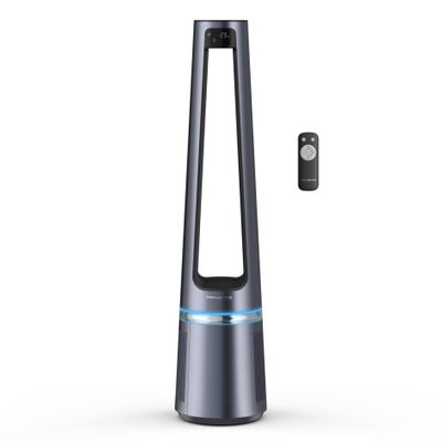 Purificator 2 în 1 Rowenta Eclipse QU5030F0, 33W, 52m2, ecran LCD, 12 trepte de viteza, mod Night/Auto, lumina ambientala, Argintiu