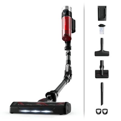 Aspirator vertical Rowenta XForce Flex 9.60 Animal Care RH2078WO, 100 air watts, 200 W, Tub Flex, Smart Control Display, autonomie de 45 minute, Rosu/negru