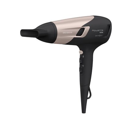 Uscător de păr Rowenta Studio Dry Glow CV5831F0, 2100W, 6 trepte de viteza si temperatura, tehnologie Thermo control, difuzor pentru volum, negru&roz