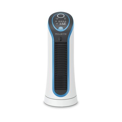 Ventilator turn Rowenta Eole Compact VU6210F0, 3 setari, ecran LED, oprire automata, Negru/Alb