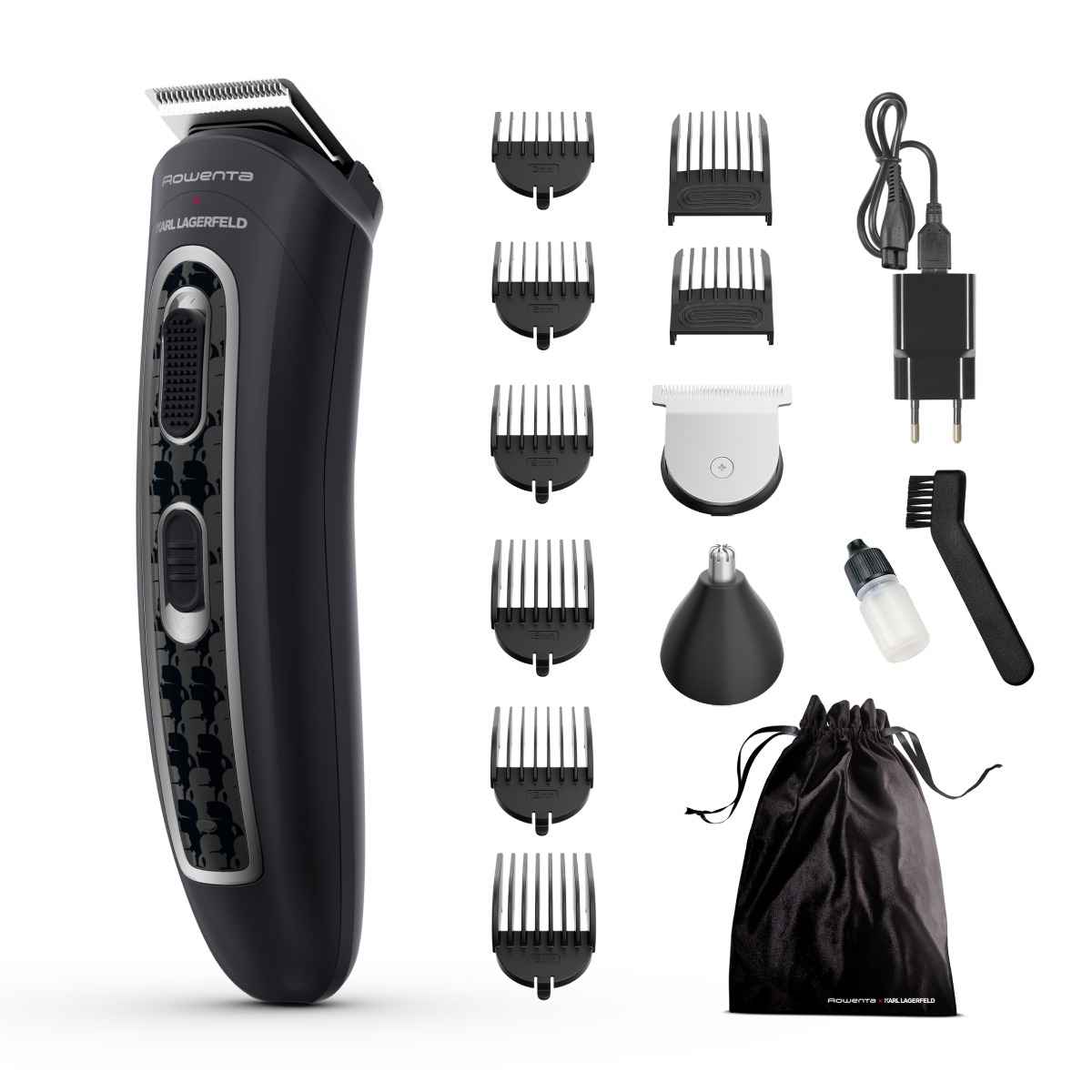 Aparat de tuns multifunctional Rowenta x Karl Lagerfeld Trim & Style 12 in 1 TN911LF0  Tehnologia Wet & Dry  autonomie pana la 120 minute