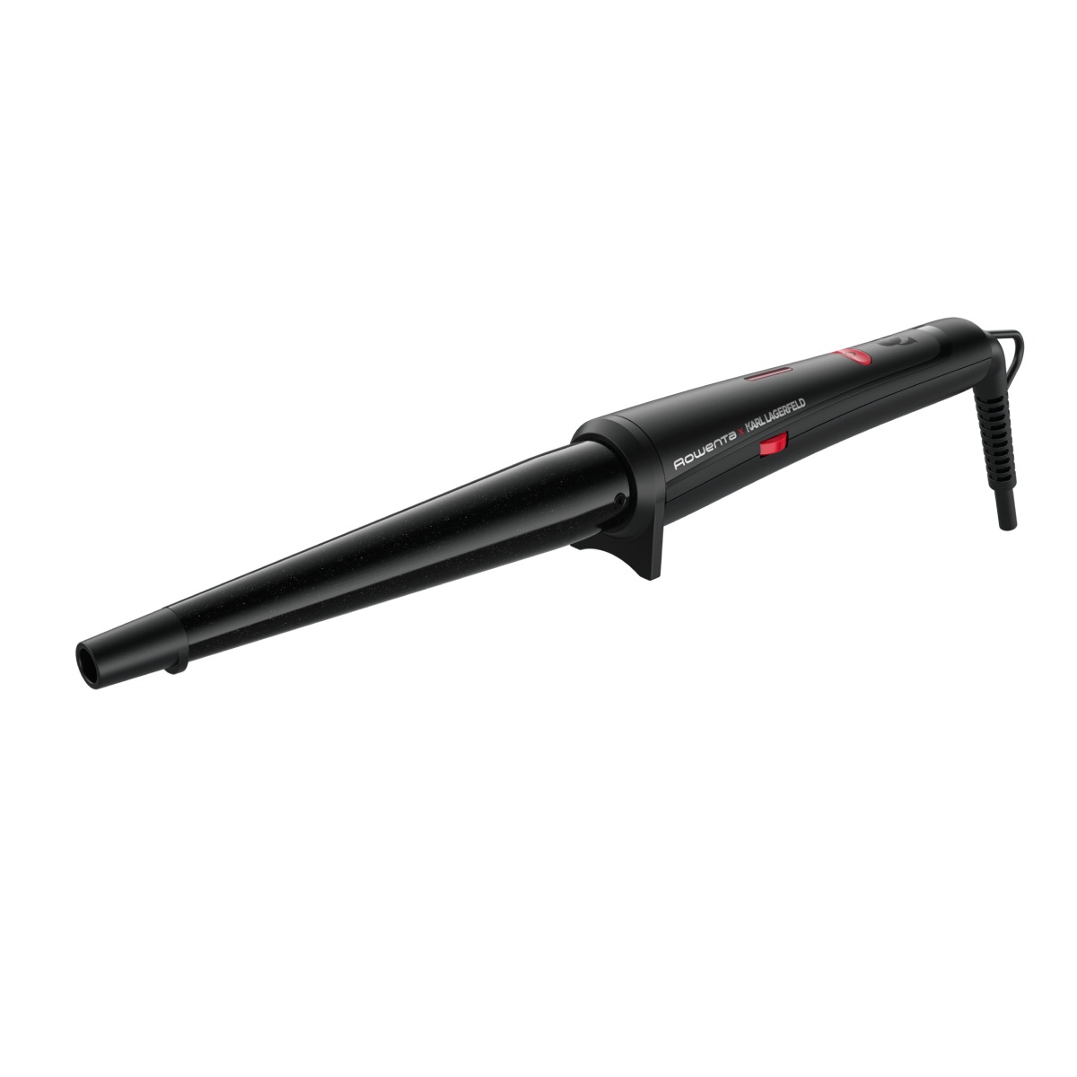 Ondulator de păr conic Rowenta Karl Lagerfeld CF324LF0  înveliș  Keratin & Glow  120-200 °C  mănușă de protecție  negru&roșu