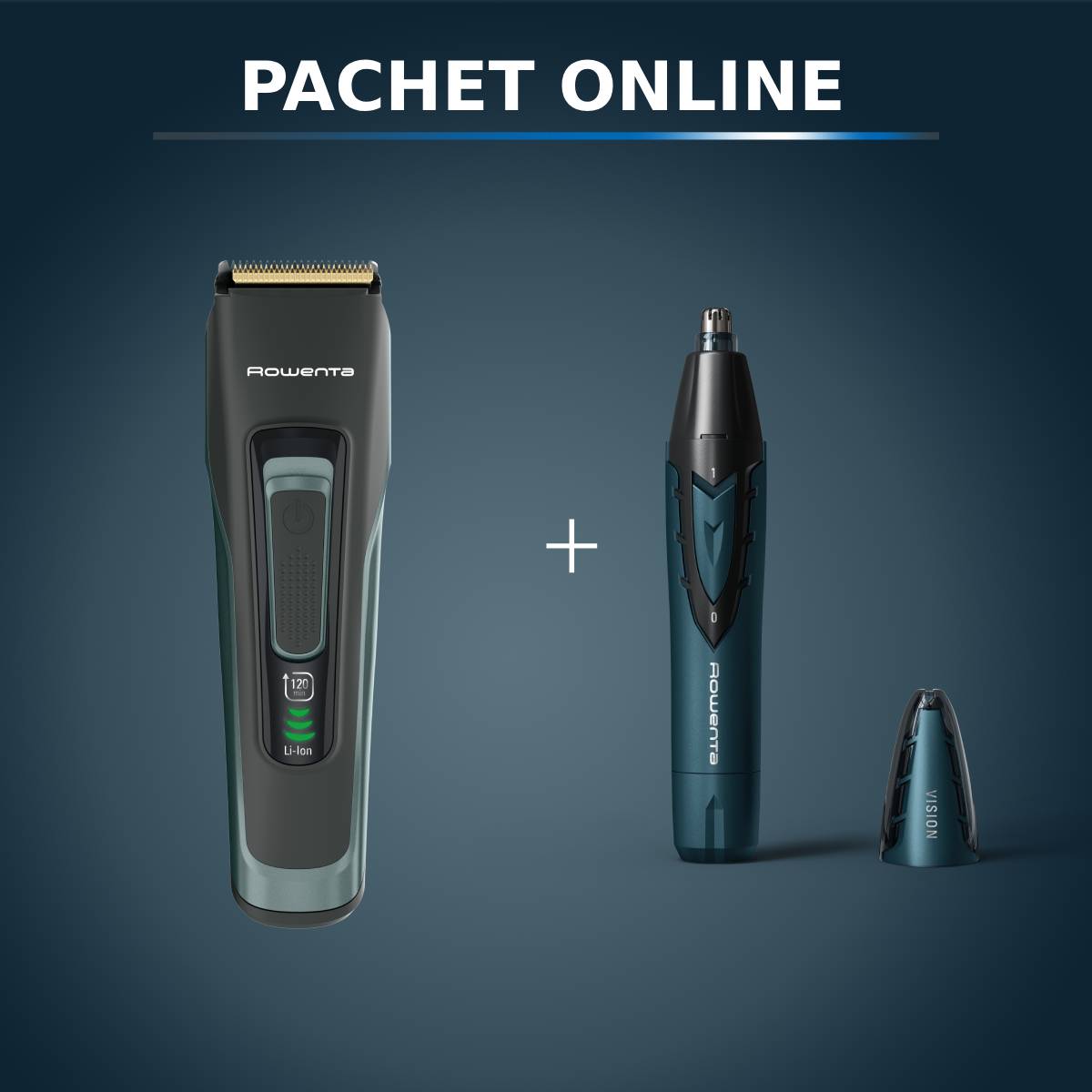 Pachet PROMO Aparat de tuns parul si barba Rowenta Advancer TN5224E0 & Trimmer pentru nas & urechi Rowenta Vision TN3011F0