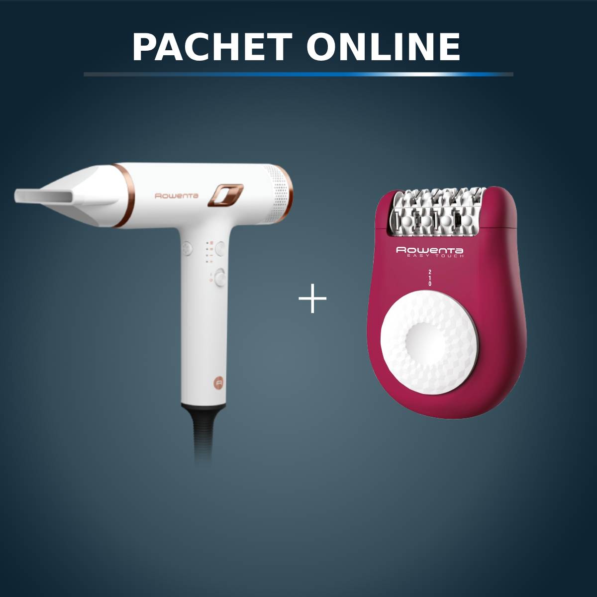 Pachet PROMO Uscator de par compact Rowenta Nano HY8140F0 & Epilator Rowenta Easy Touch EP1120F1