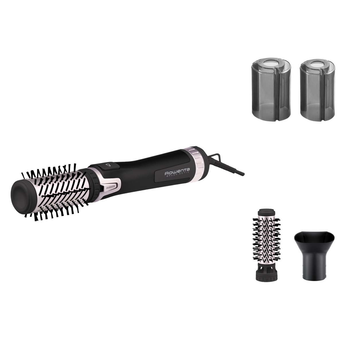 Perie rotativa Rowenta Brush Activ\' Dry & Style CF9550F0  1000 W  generator de ioni  jet de aer rece  inel de agatare  negru